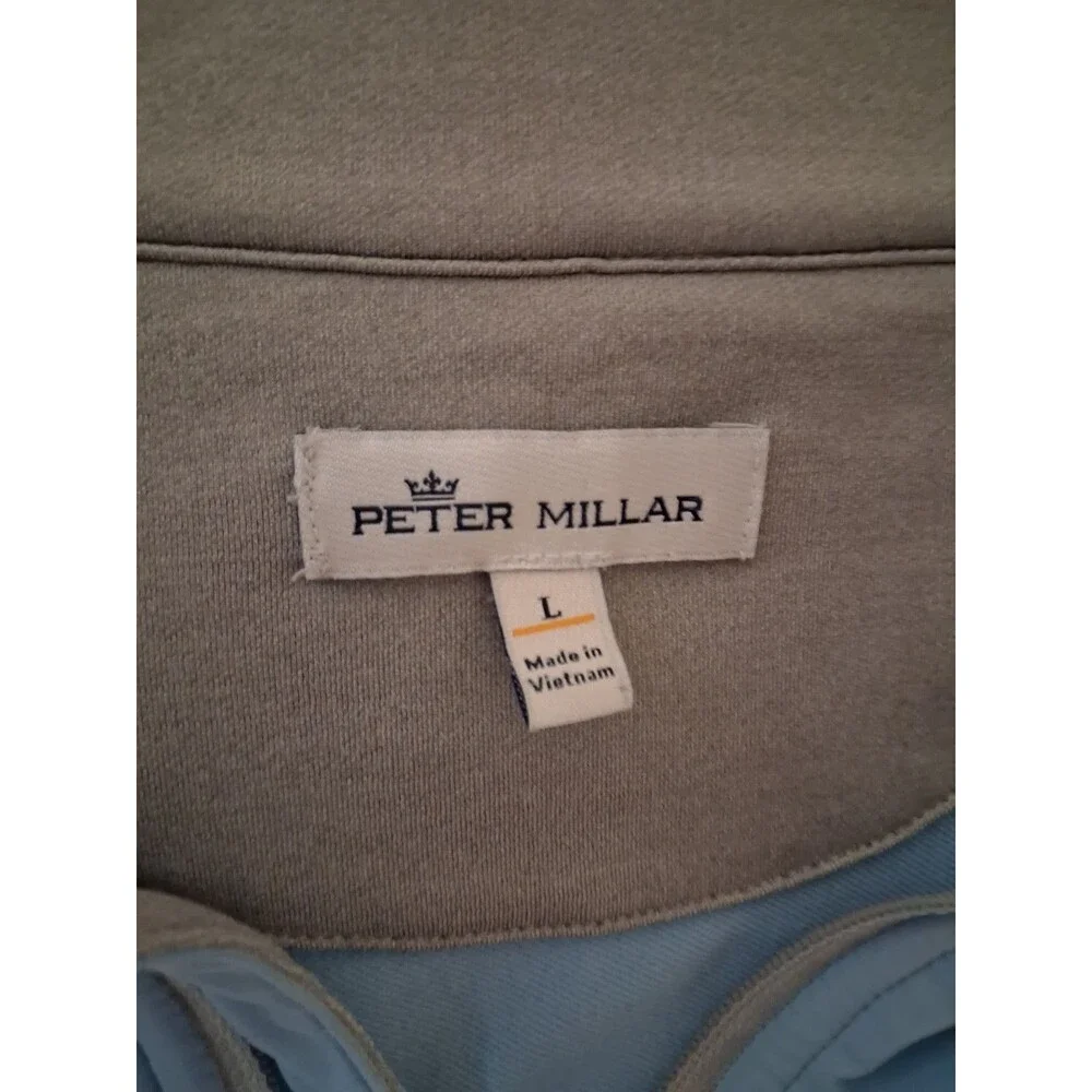Peter Millar Men's Performance Quarter Zip Pullover Light Blue LIV Golf Large